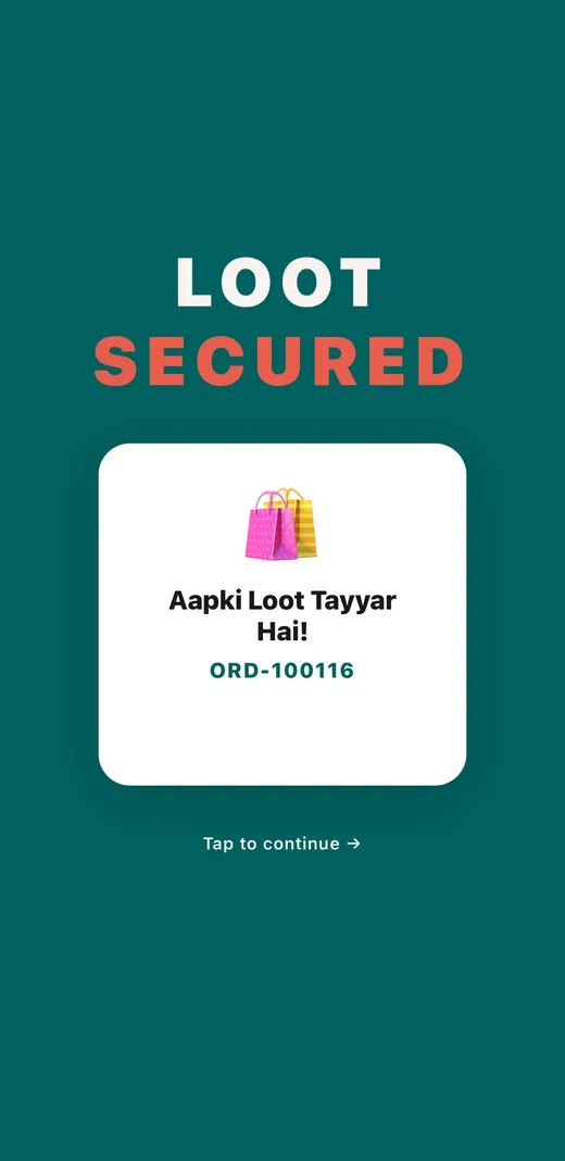 FoodLoot app — Loot secured, order confirmed